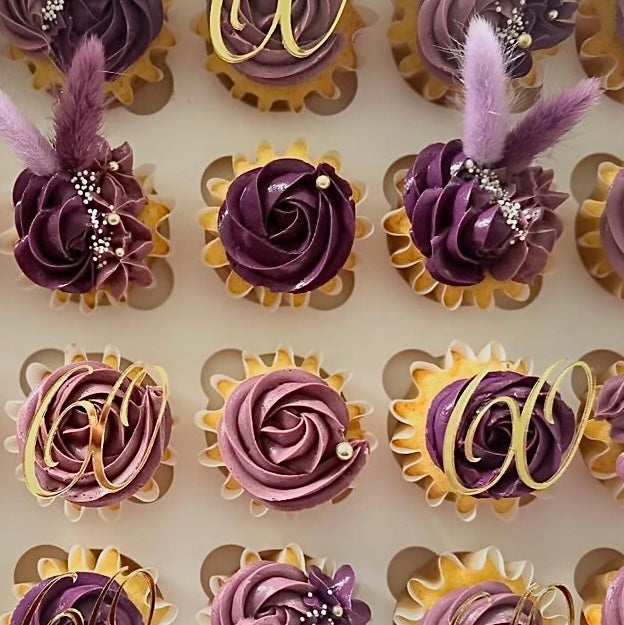 Acrylic Cupcake Topper Charms 60 - 6pc mirror gold