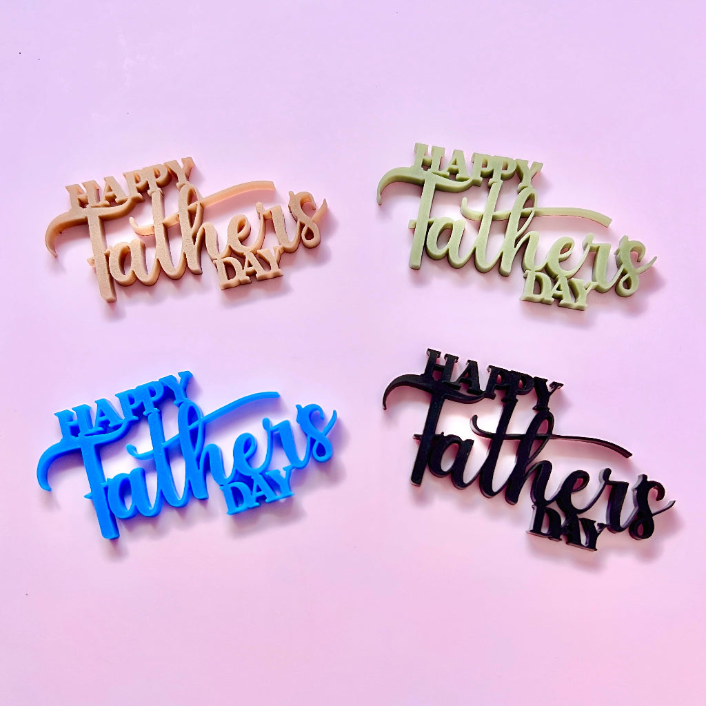 10 Pcs Happy Father's Day Cupcake Toppers - Gold Mirror Engraved Acrylic Cake Decorations