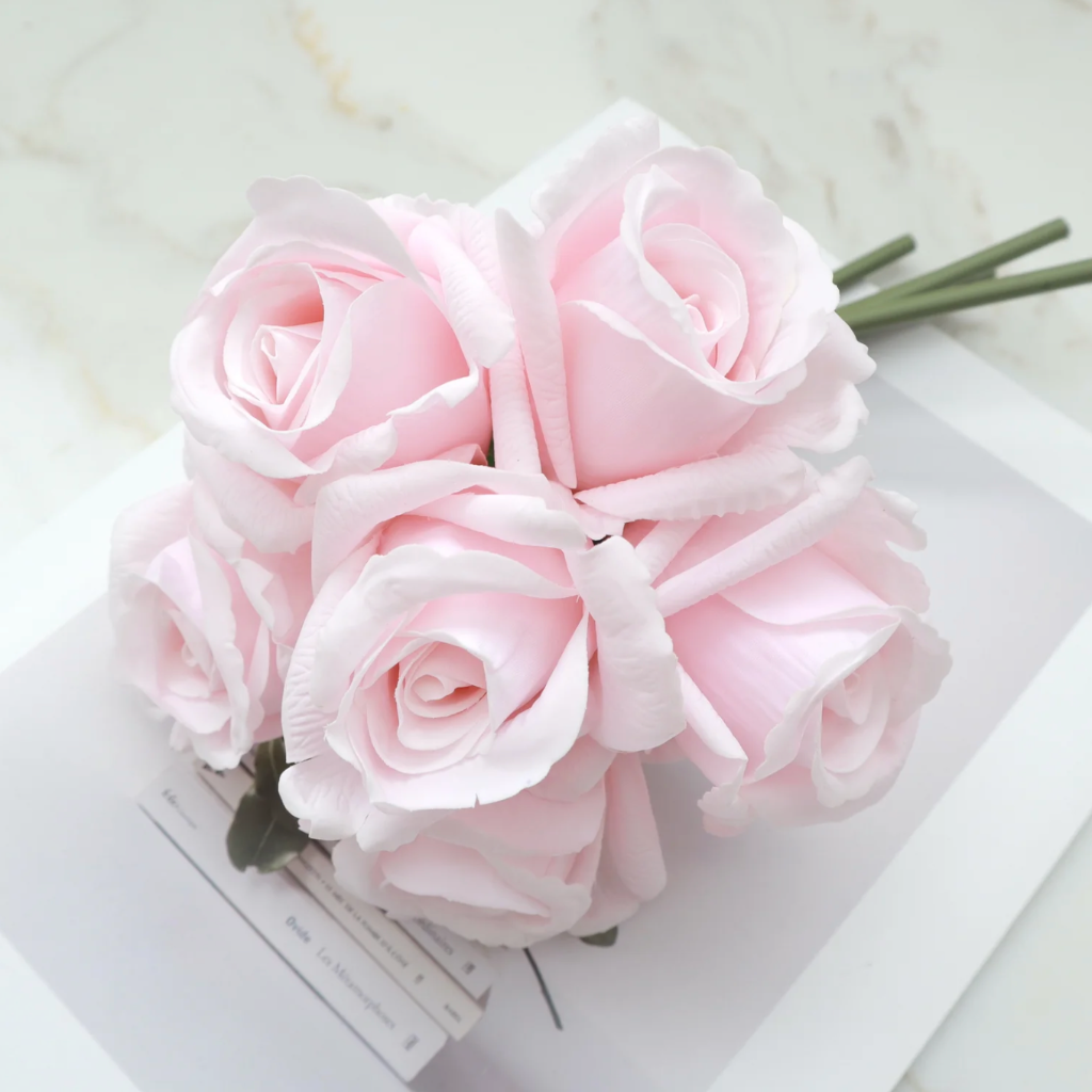 Artificial Real Touch Rose - Baby Pink