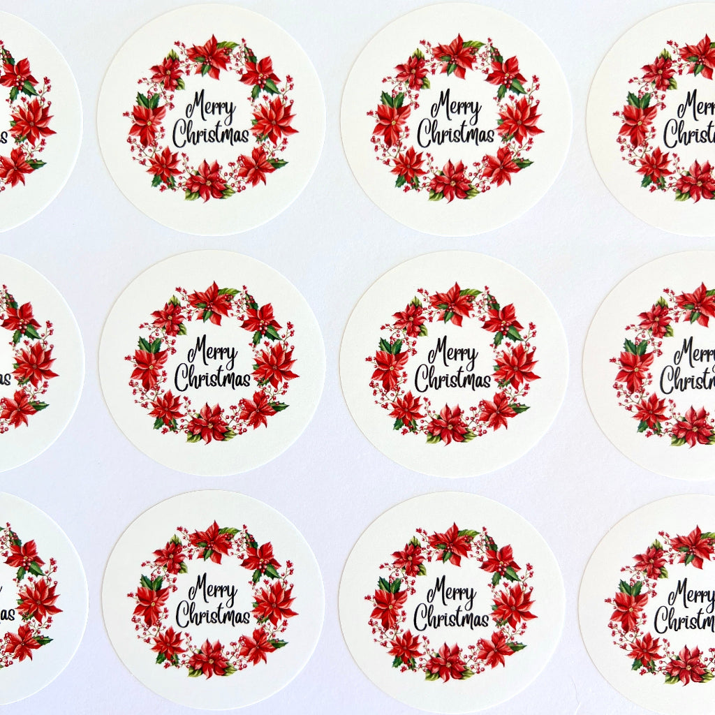 Christmas Wreath Sticker Label 2" - 40pc