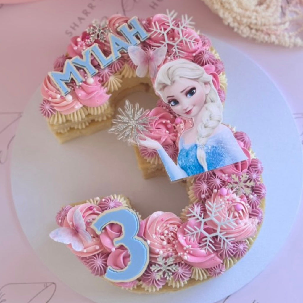 Custom Acrylic Birthday Cake Topper Set - Ice Queen snowflakes name and age