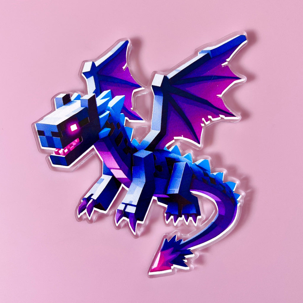 Custom Acrylic Birthday Cake Topper Set - Minecraft dragon