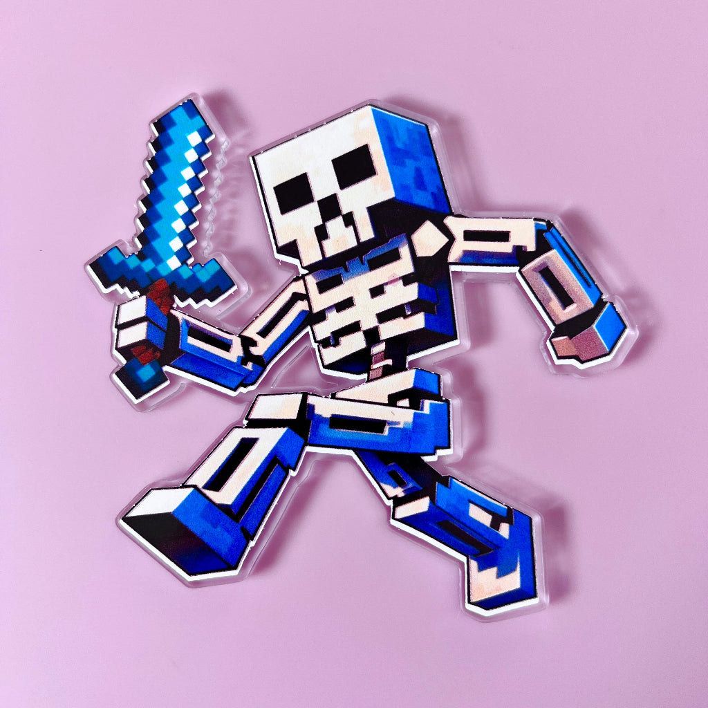 Custom Acrylic Birthday Cake Topper Set - Minecraft skeleton
