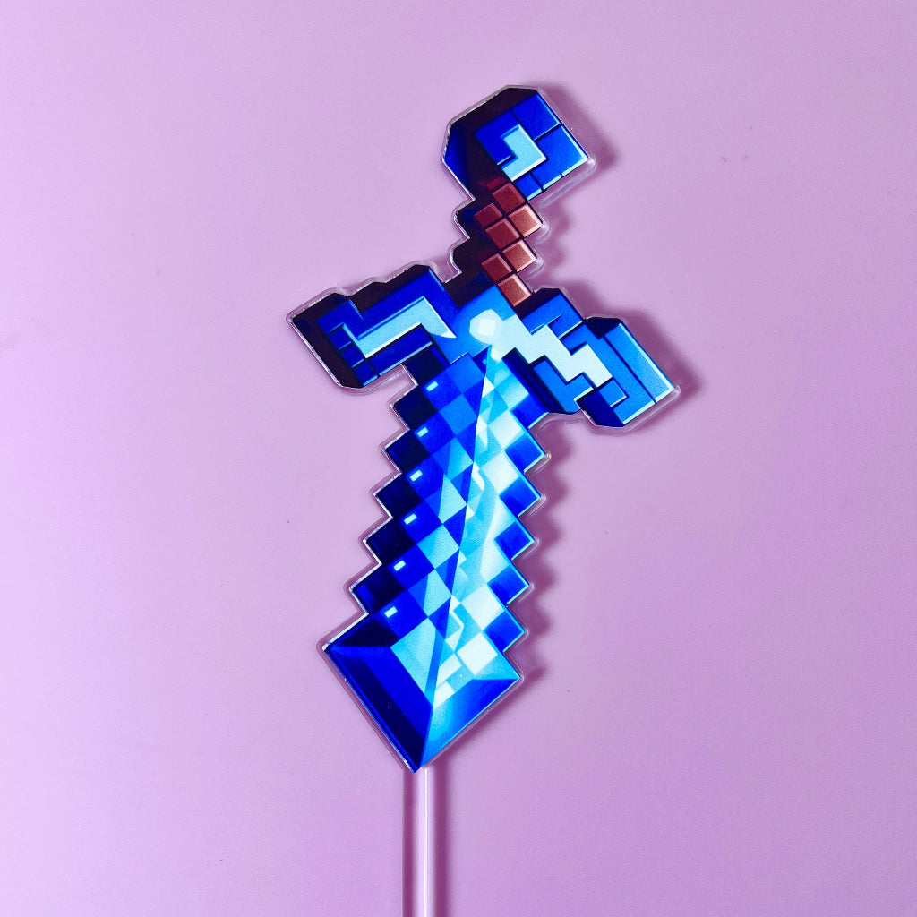 Custom Acrylic Birthday Cake Topper Set - Minecraft sword