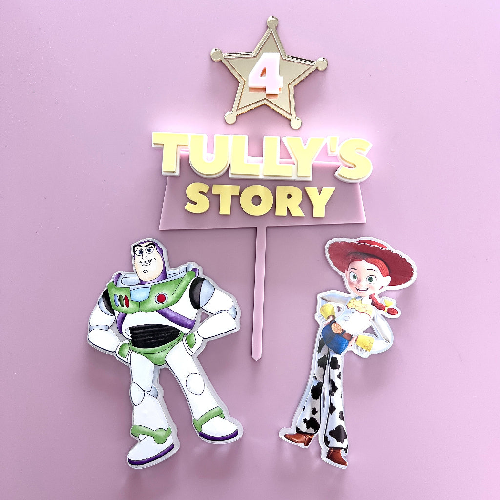 Custom Acrylic Birthday Cake Topper Set - Playtime Friends