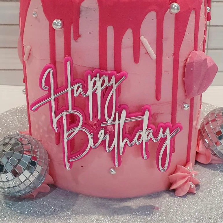 Double Layered Birthday Cake Fropper - Happy Birthday Script | Cakers ...