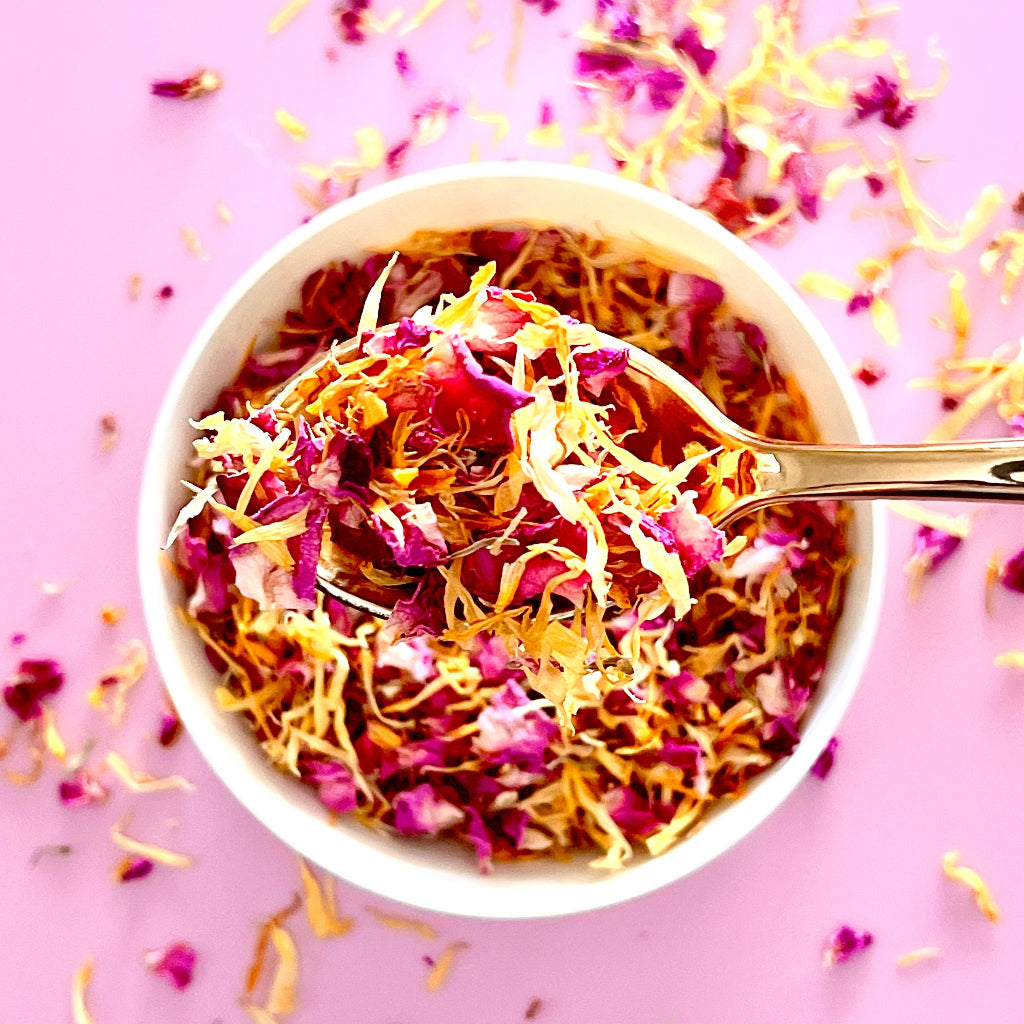 Dried Edible Flowers 10g - Golden Blush calendula marigold pink rose petals