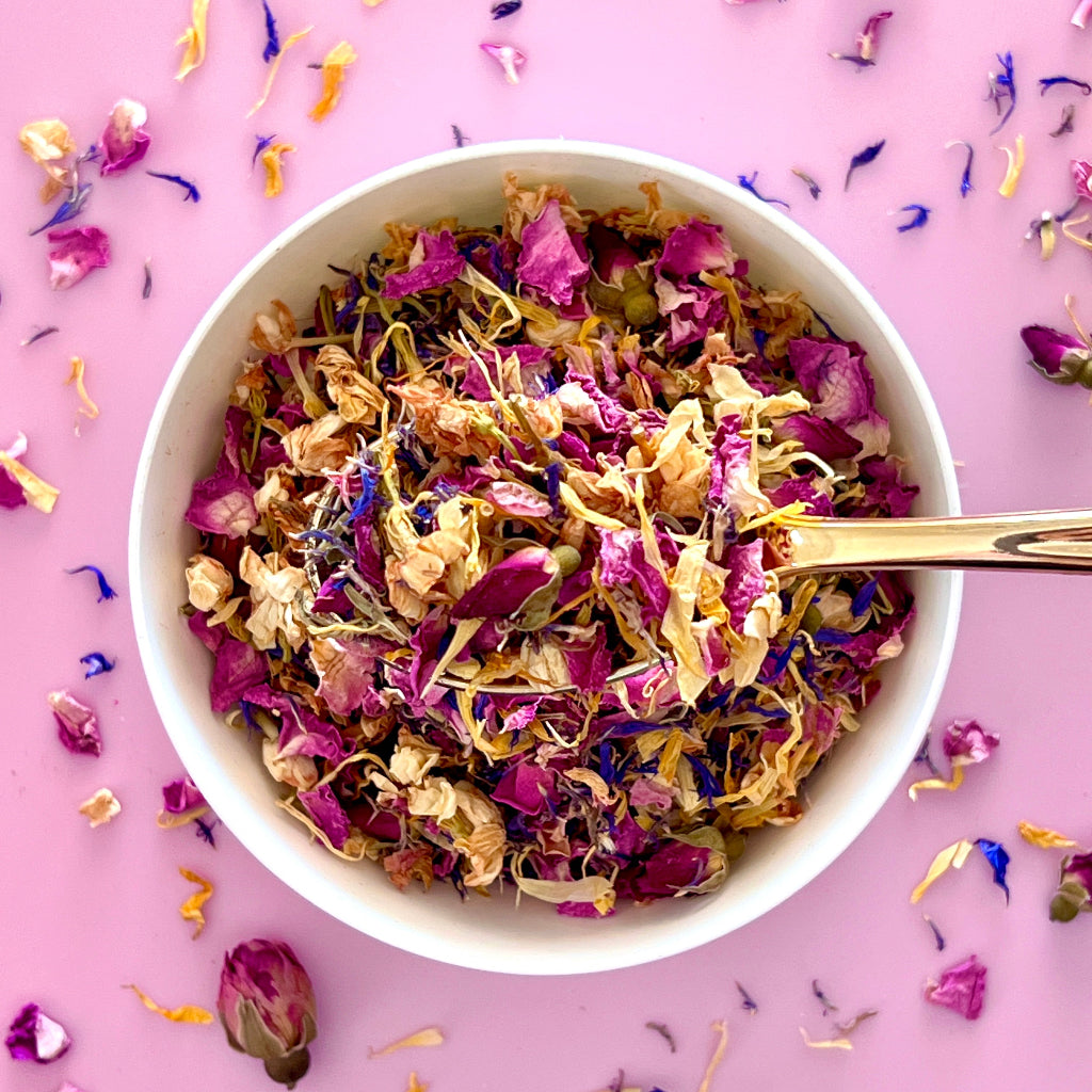 Dried Edible Flowers 20g - Floral Bliss marigold rose buds rose petals blue cornflower
