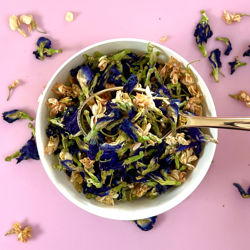 Dried Edible Flowers 20g - Moonlit Jasmine purple pea flower jasmine