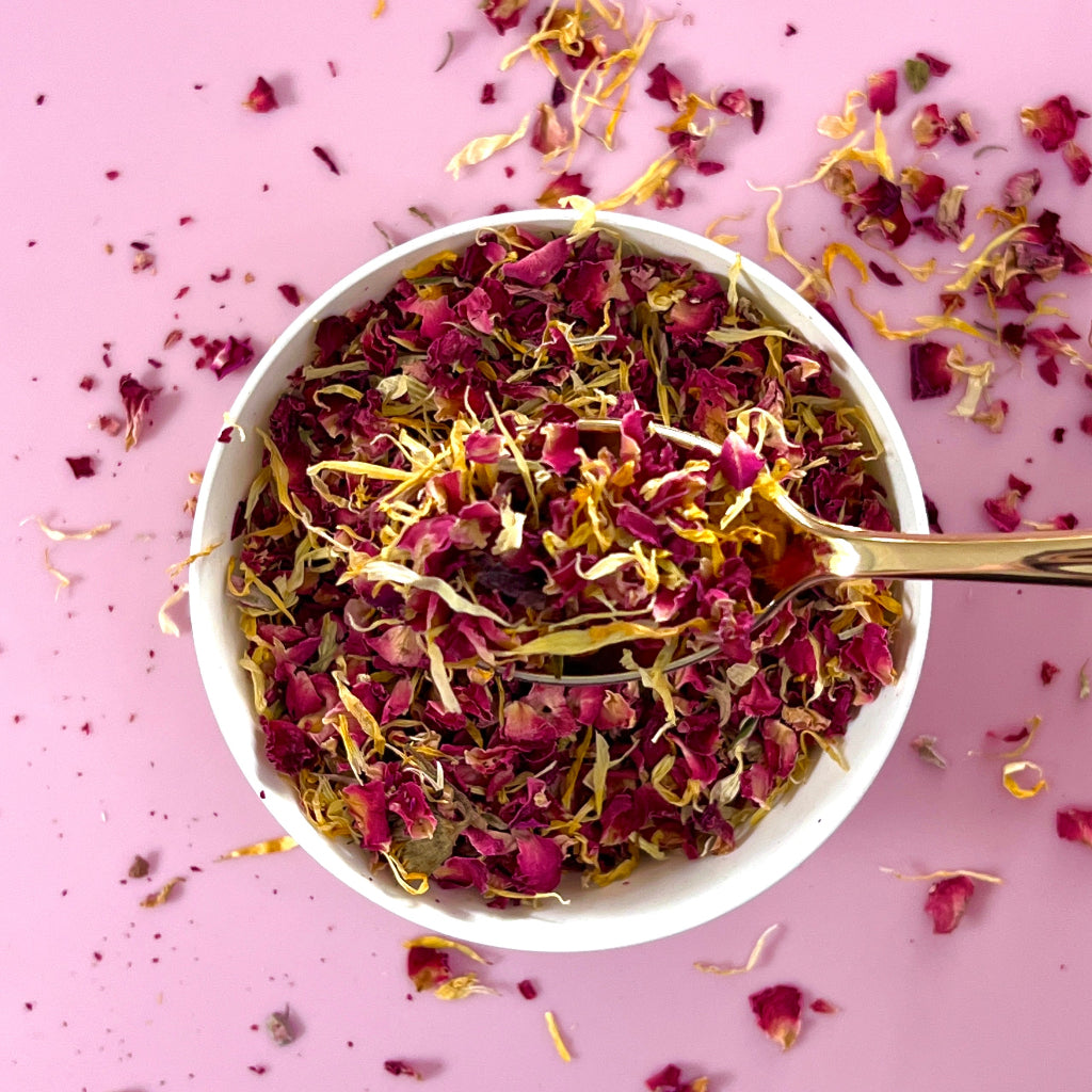 Dried Edible Flowers 20g - Sunlit Rose red rose petal marigold