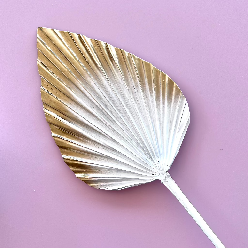 Dried Palm Leaf for Cake Toppers - Gold/White