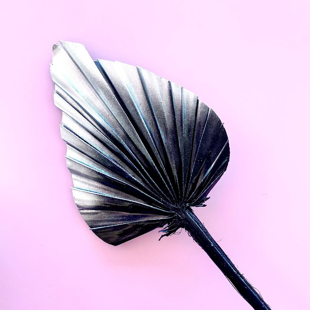 Dried Palm Leaf for Cake Toppers - Silver/Black