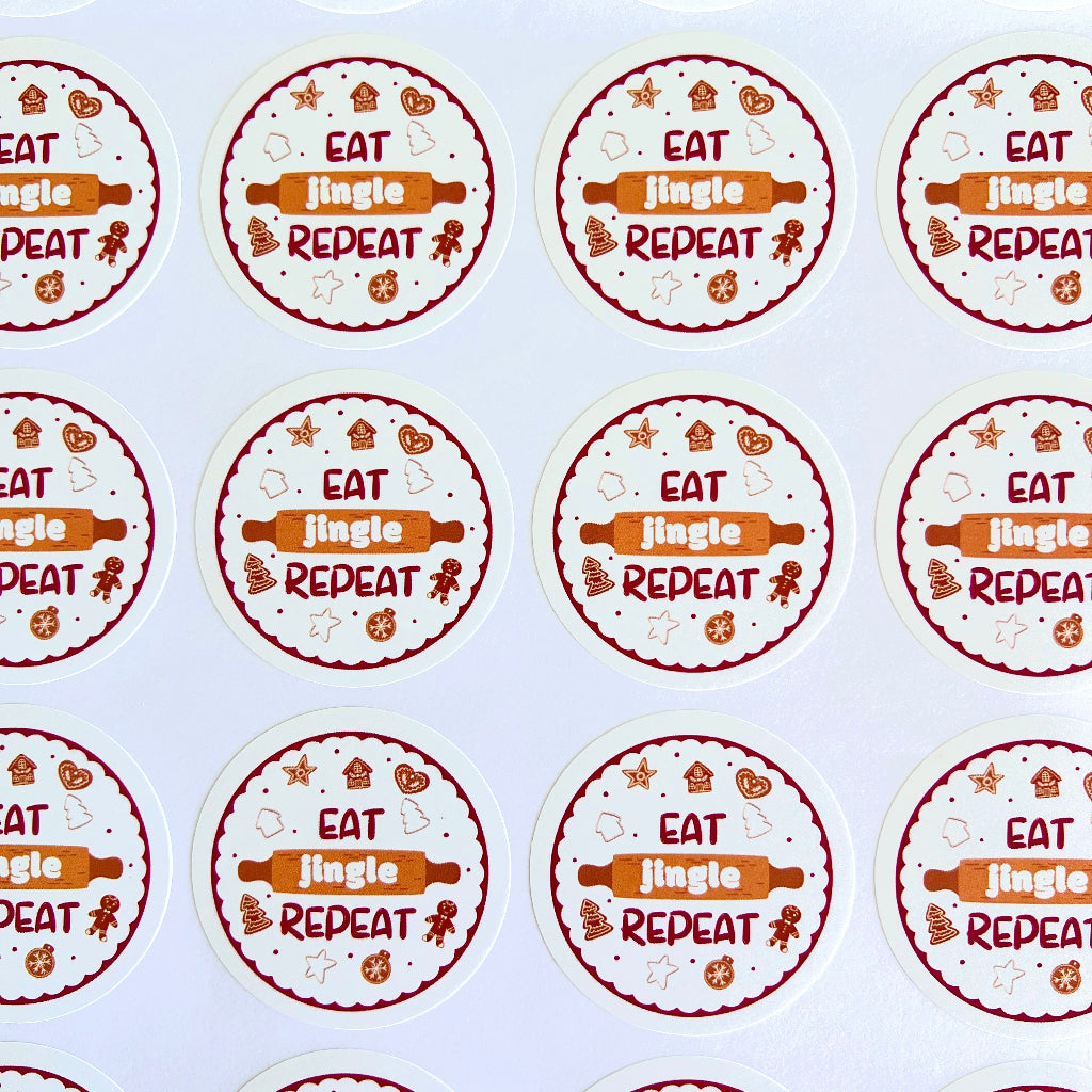 Eat Jingle Repeat Sticker Label 2" - 40pc