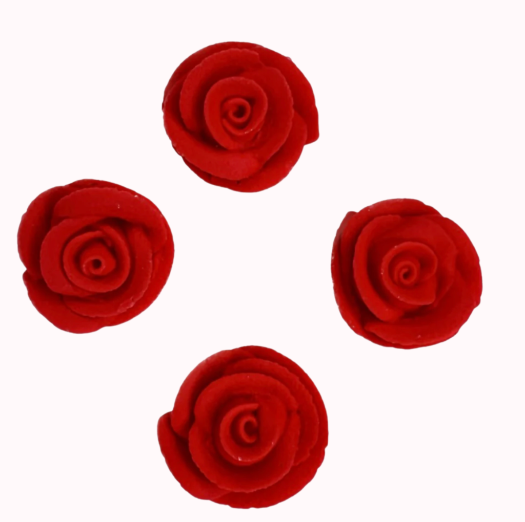 Edible Red Roses Edible Mini Sugar Cupcake Decorations - Red Roses 12pc | Cakers ...