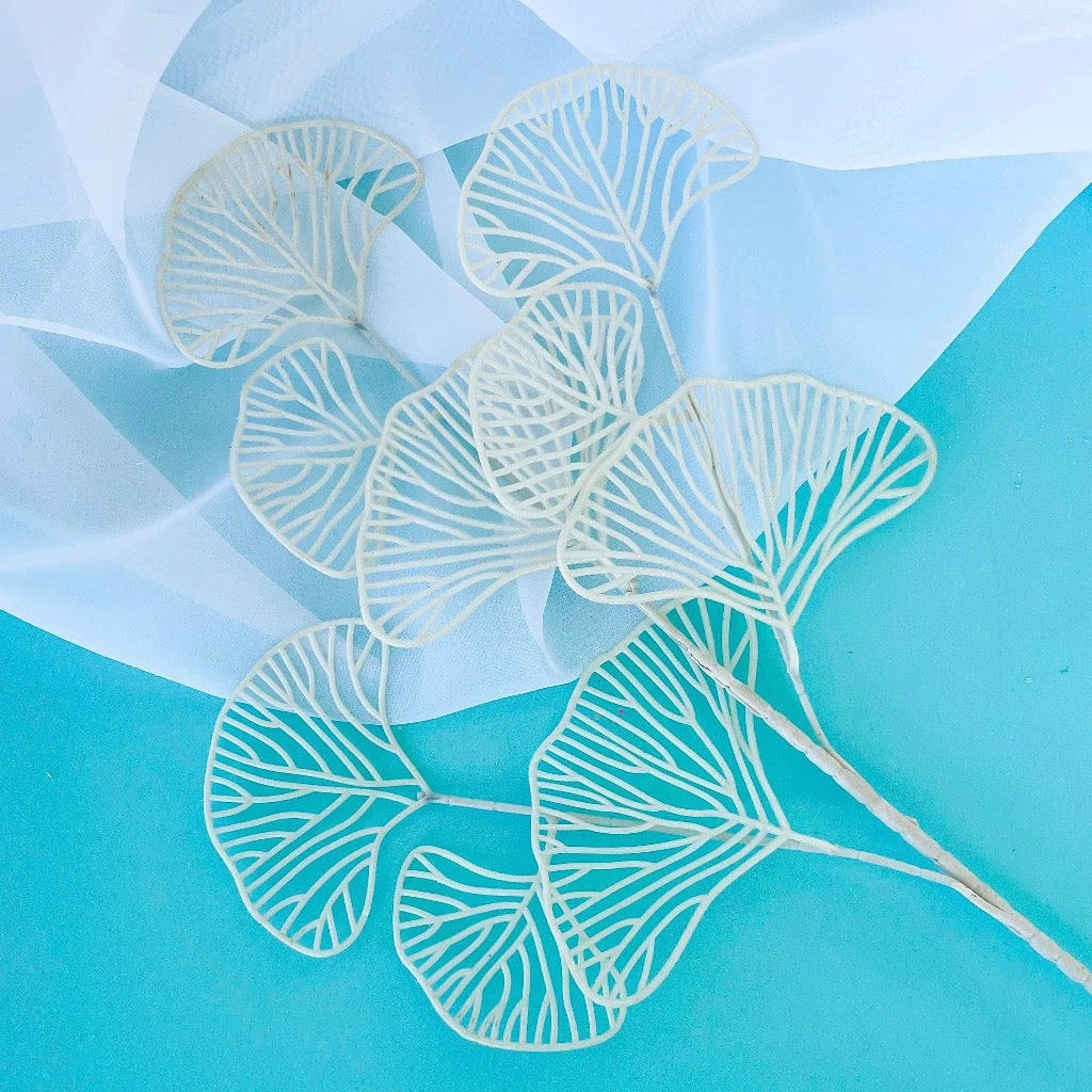 Artificial Ginkgo Leaves - White