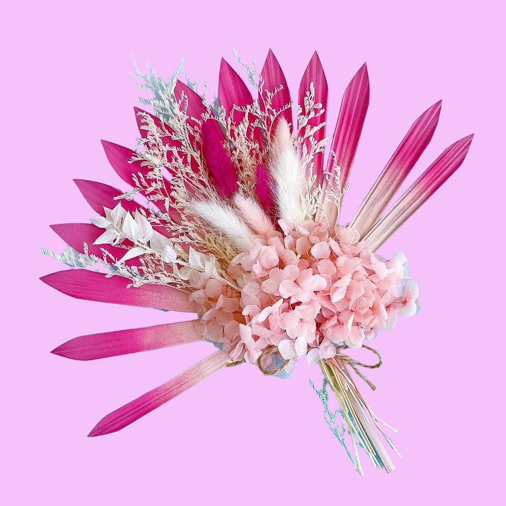 Dried Sun Palm Arrangement for Cake Toppers - Pink