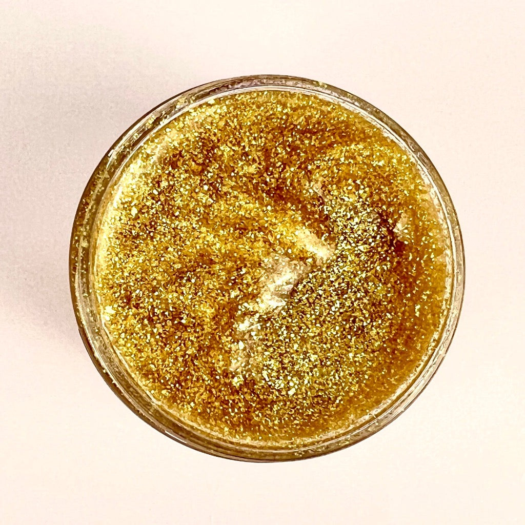 Strawberry Scented Glitter Edible Glue by Moreish Cakes 60ml - Gold Flasher