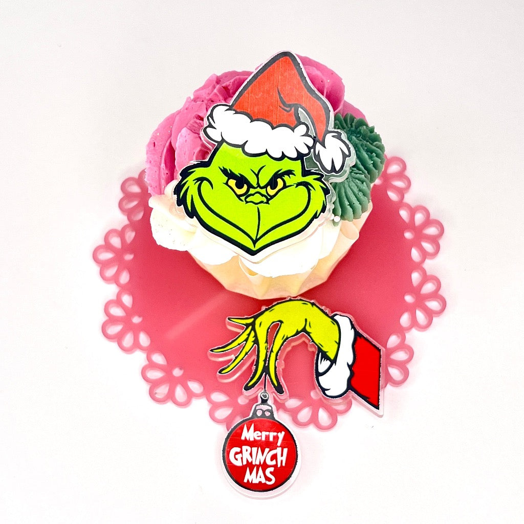 Acrylic Cupcake Topper Charms - Grinch