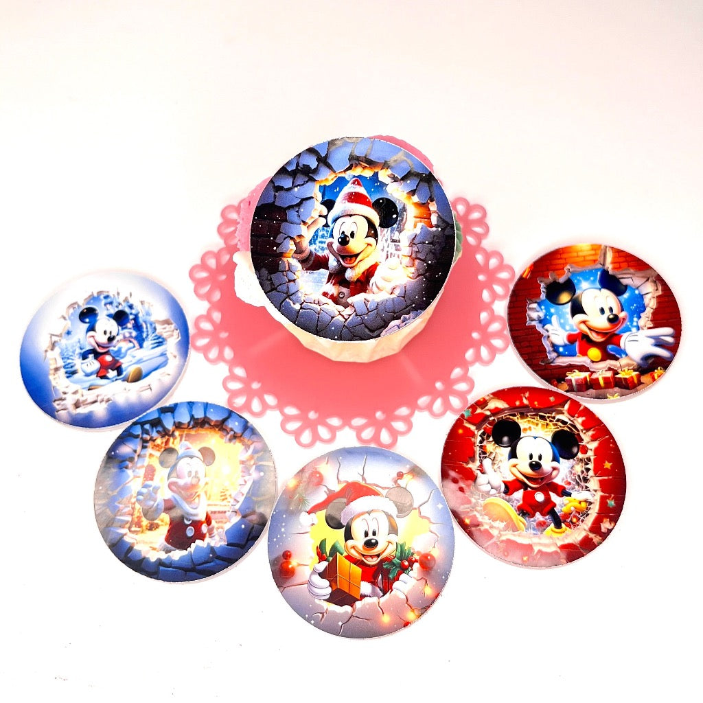 Acrylic Cupcake Topper Charms - Mickey Christmas