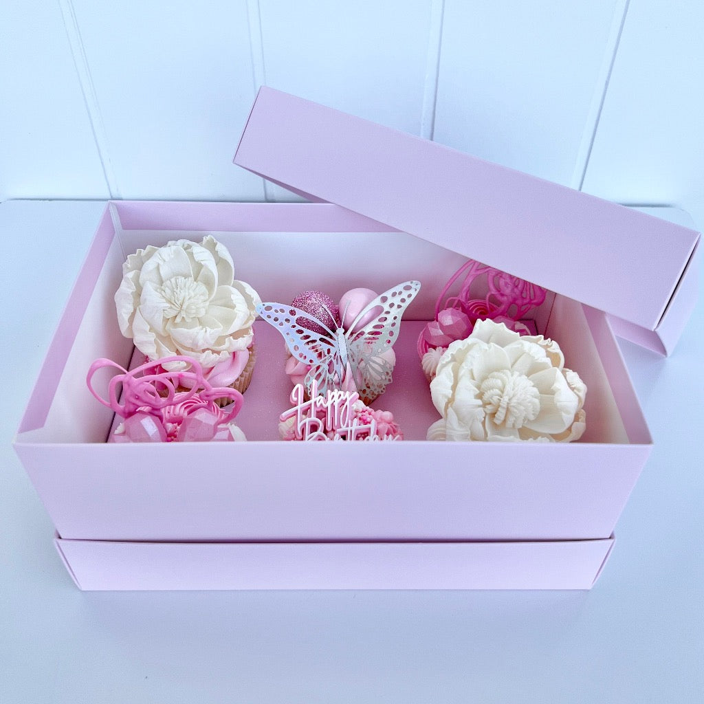 Olbaa Regular Cupcake Box 6 Holes Blossom Pink – 5 Pack