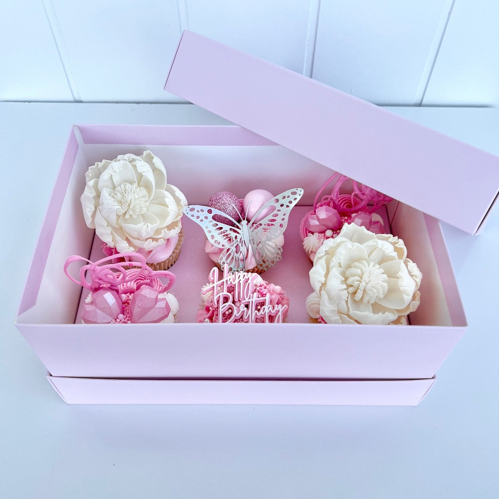 Olbaa Regular Cupcake Box 6 Holes Blossom Pink – 20 Pack