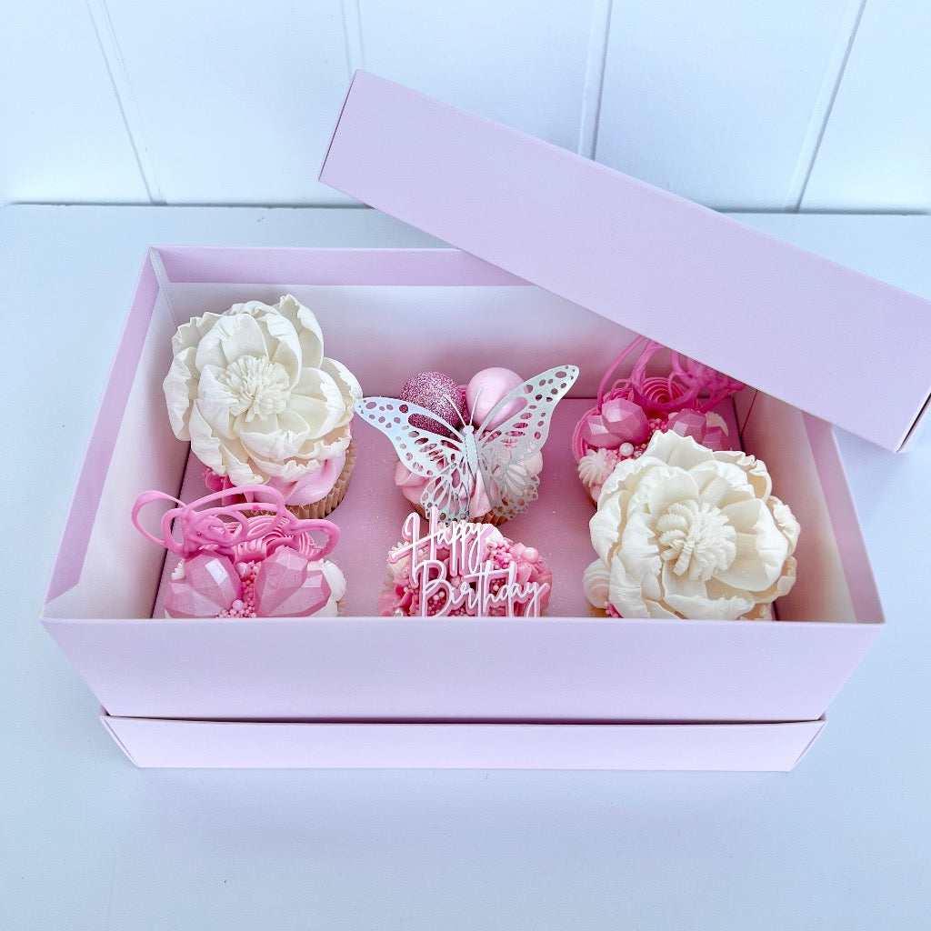 Olbaa Regular Cupcake Box 6 Holes Blossom Pink – 10 Pack