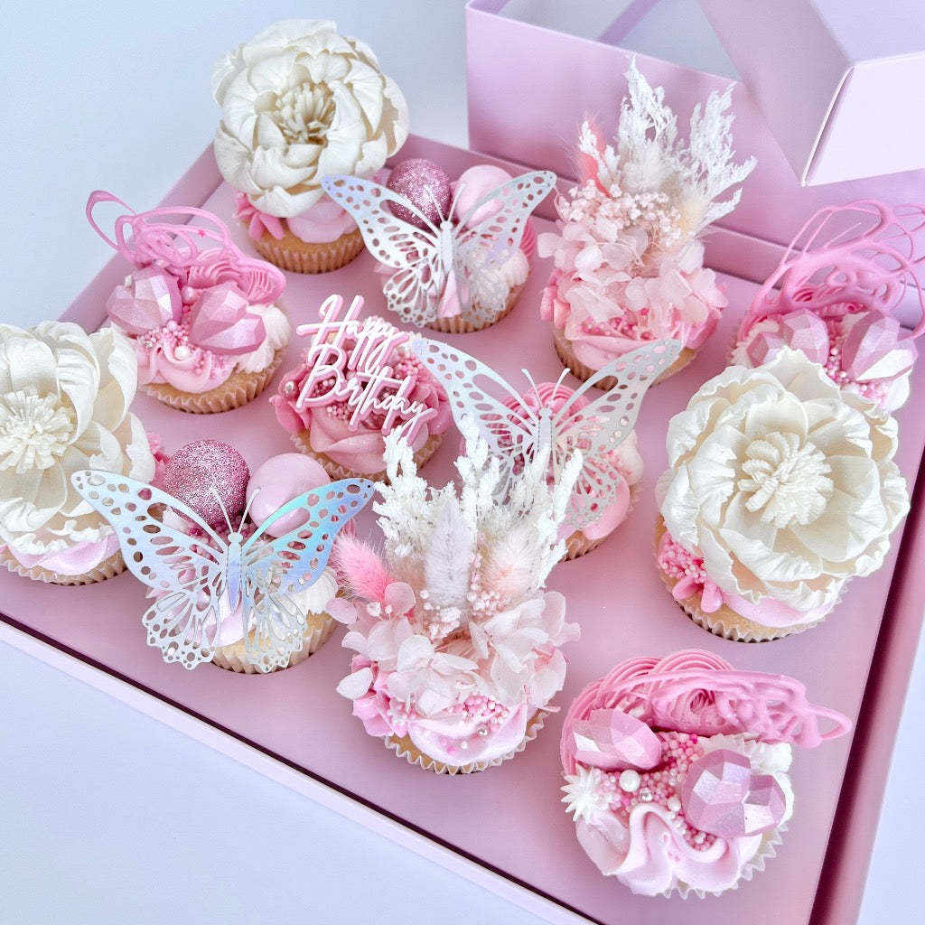 Olbaa Regular Cupcake Box 12 Holes Blossom Pink – 10 Pack