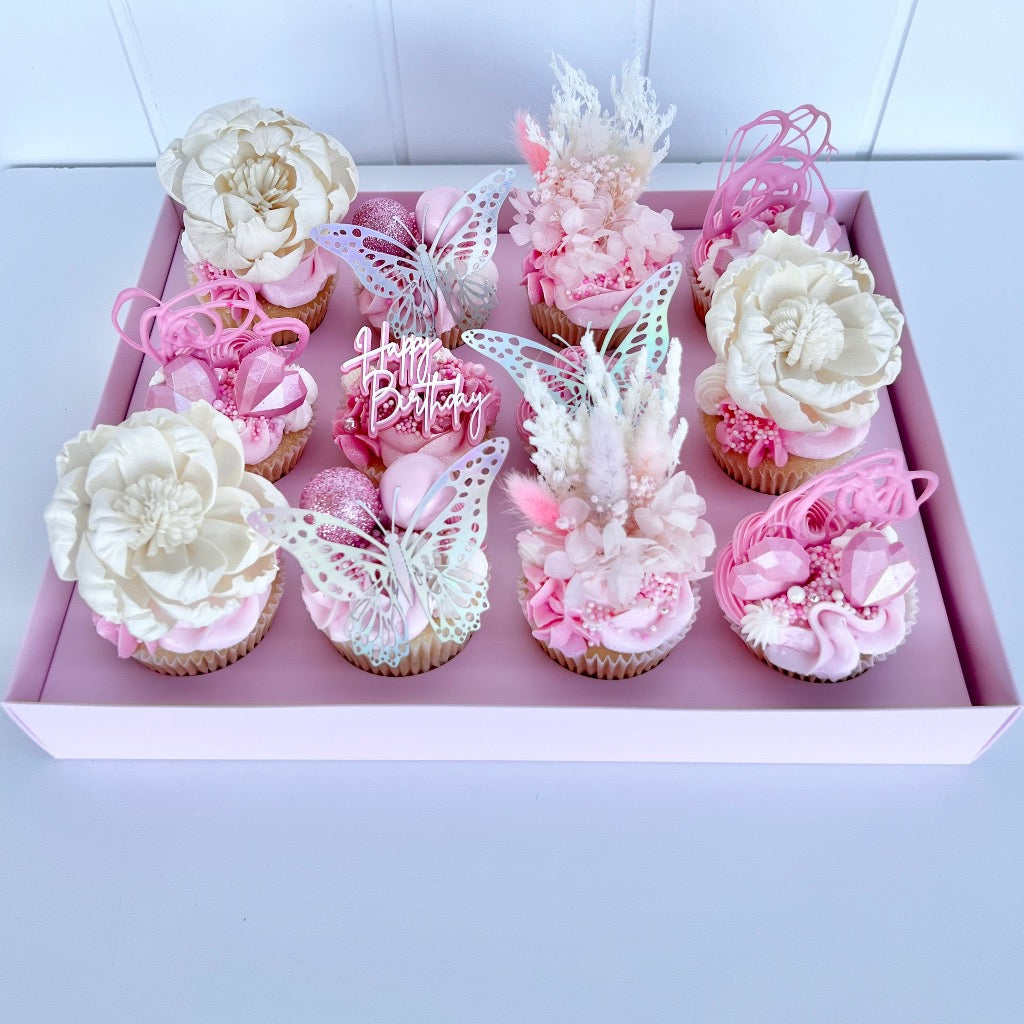 Olbaa Regular Cupcake Box 12 Holes Blossom Pink– 5 Pack