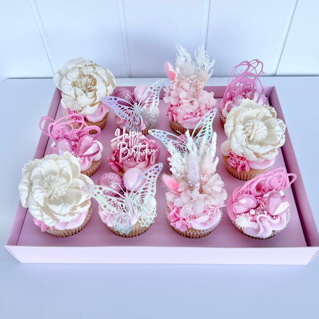 Olbaa Regular Cupcake Box 12 Holes Blossom Pink – 20 Pack