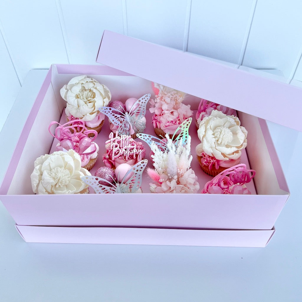 Olbaa Regular Cupcake Box 12 Holes Blossom Pink– 5 Pack