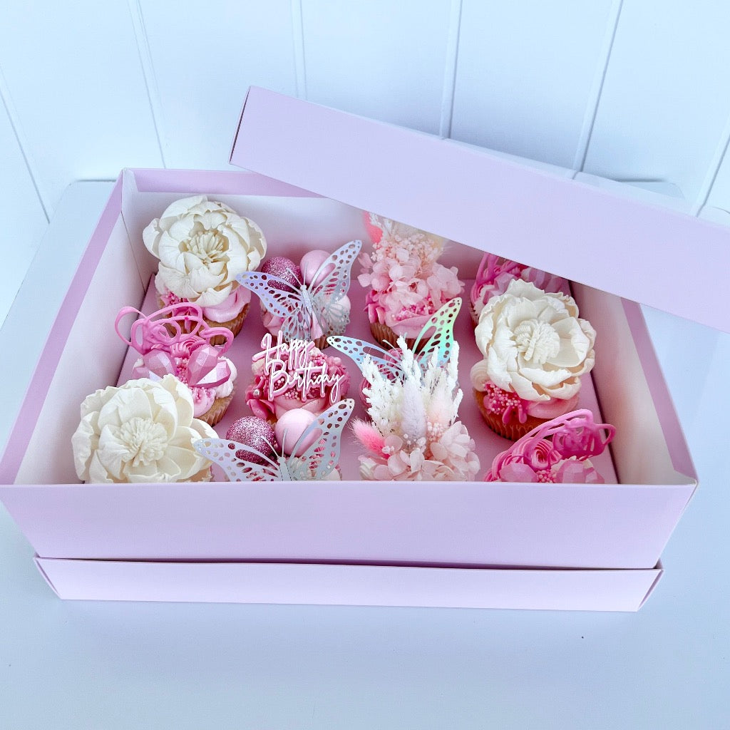Olbaa Regular Cupcake Box 12 Holes Blossom Pink – 10 Pack