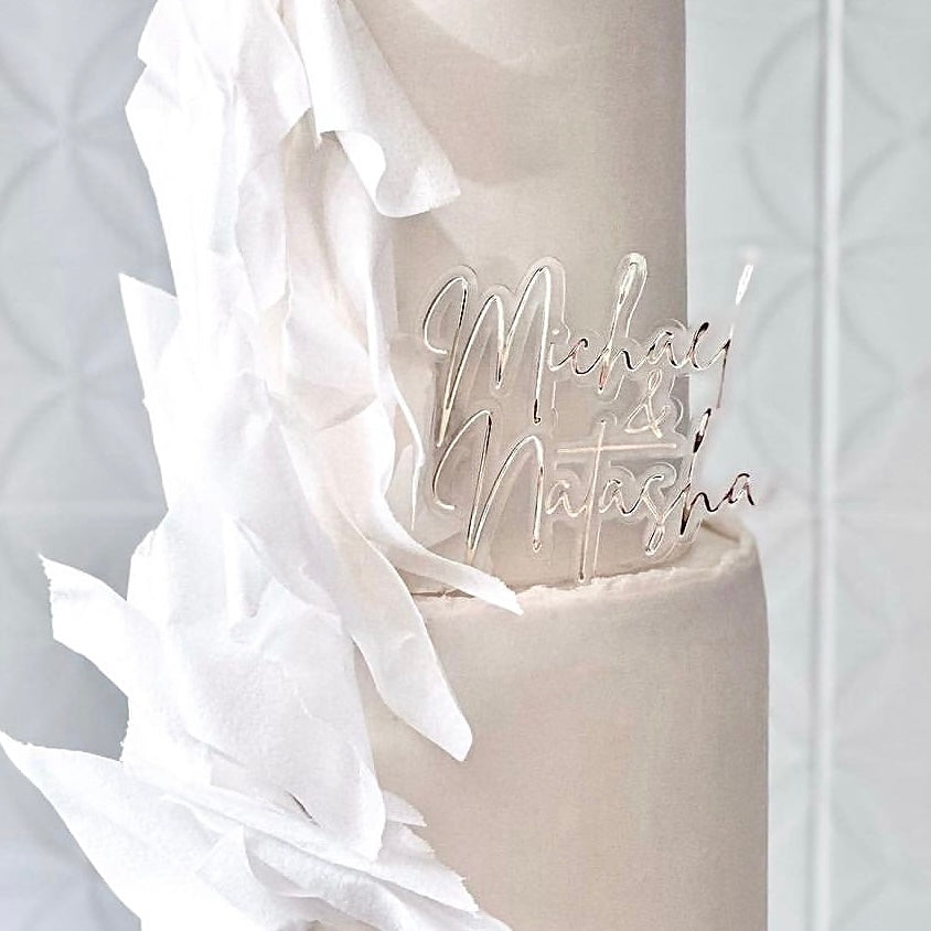 Layered Custom Name Acrylic Wedding Cake Fropper