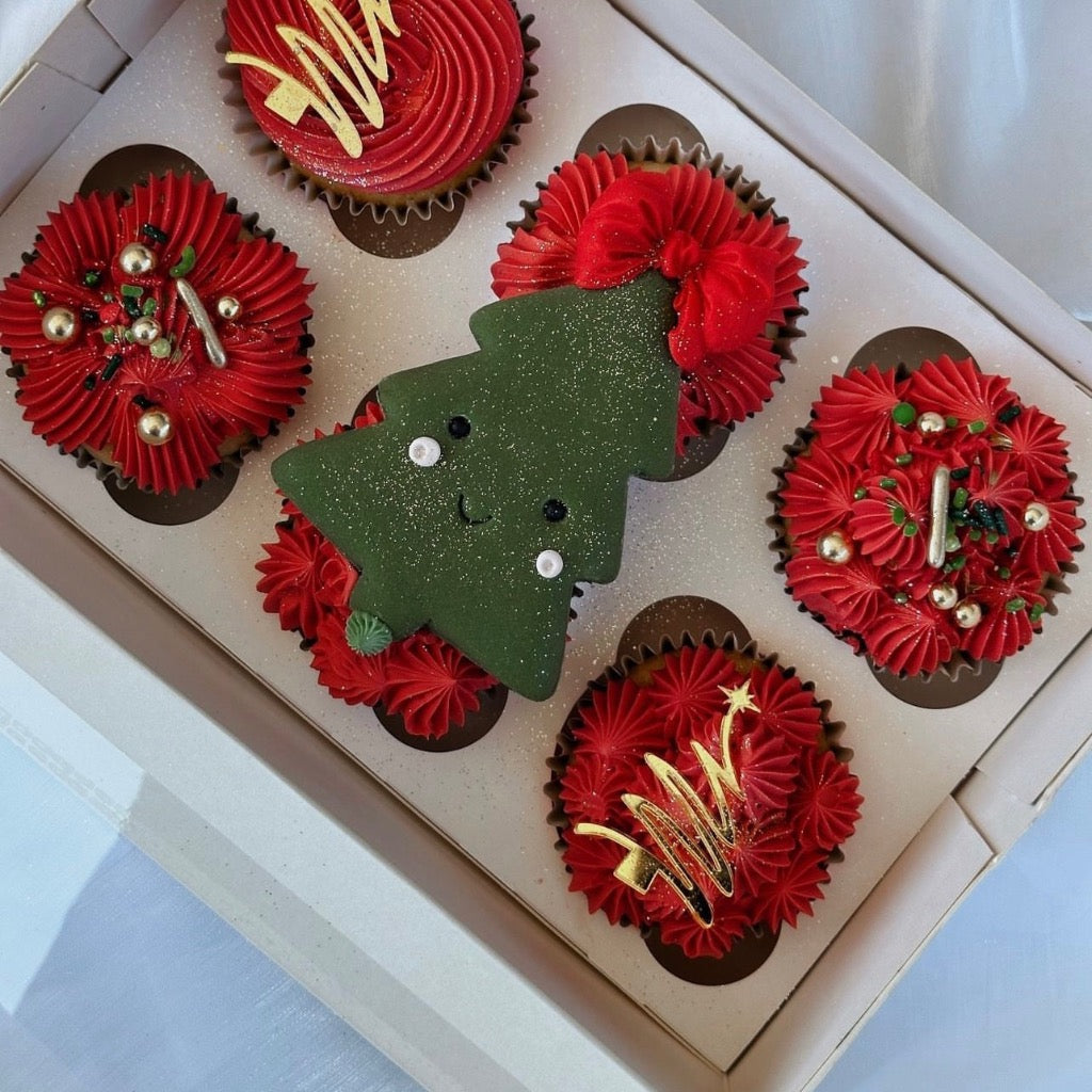 Acrylic Cupcake Topper Charms - Christmas Trees 6pc