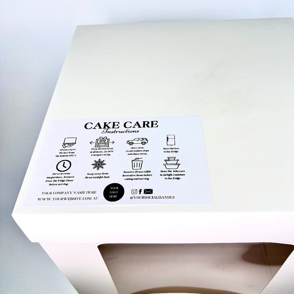 Cake Care Instruction Labels