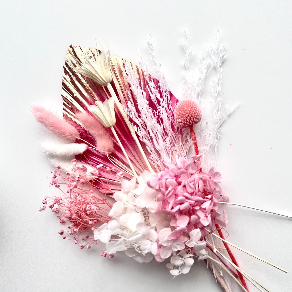 Dried Flower Arrangement for Cake Toppers - Golden Pink Paradise