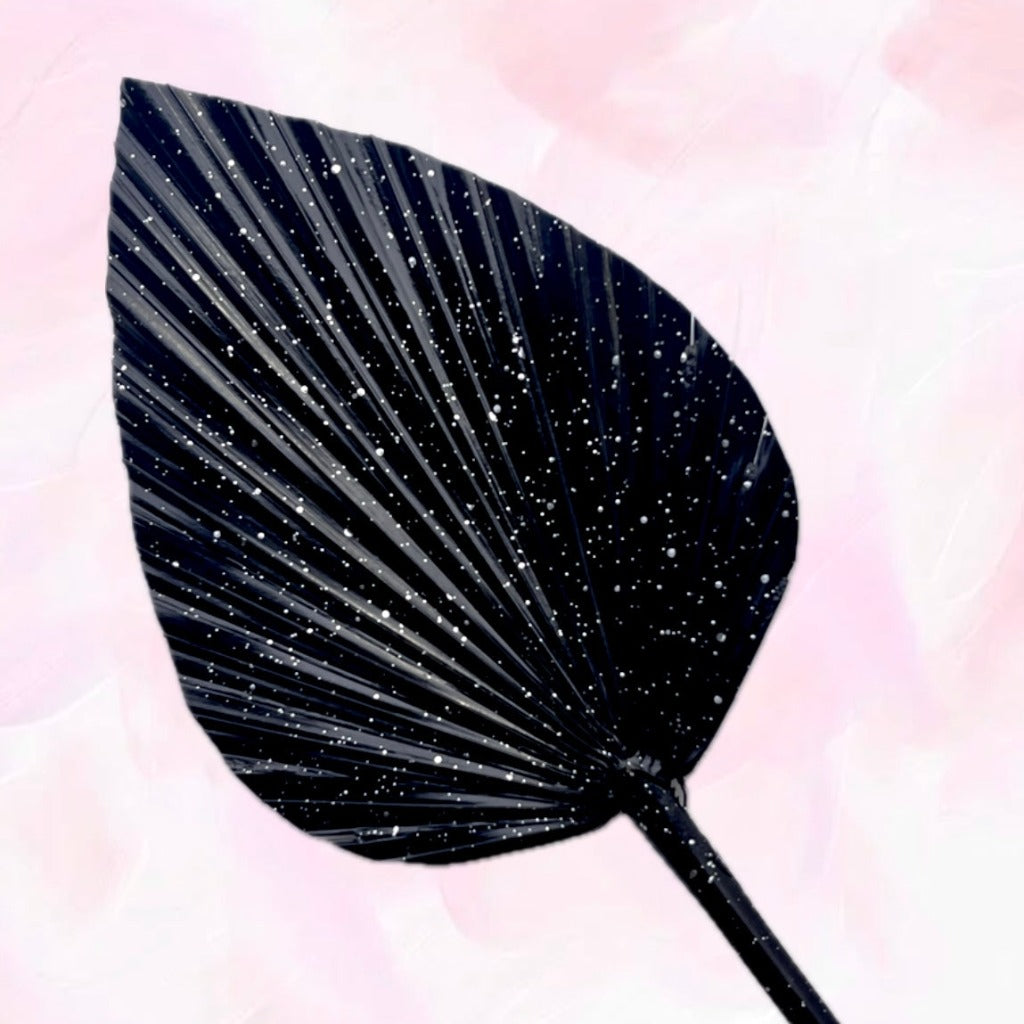 Dried Palm Leaf for Cake Toppers - Black/Silver
