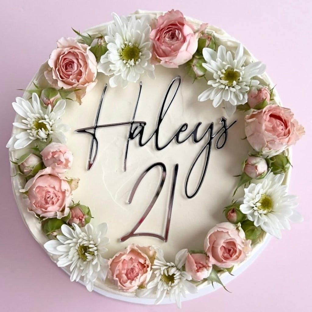 Custom Name and Age Acrylic Birthday Cake Fropper Set