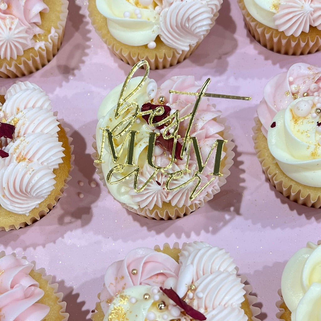 Acrylic Cupcake Charms Best Mum Ever - 6pc Assorted Colours