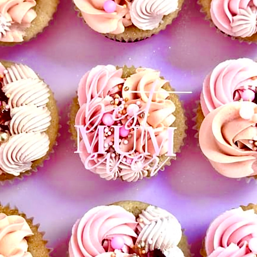 Acrylic Cupcake Charms Best Mum Ever - 6pc Assorted Colours