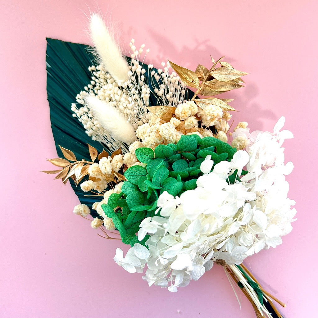 Dried Flower Arrangement for Cake Toppers - Golden Jade Serenade