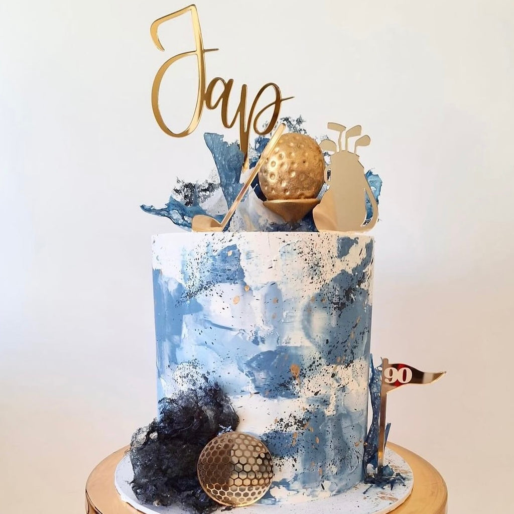 Acrylic Custom Birthday Cake Topper Set - Golf