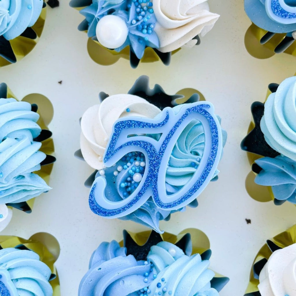 Double Layer Acrylic Cupcake Topper Charms 50 - 6pc Assorted Colours