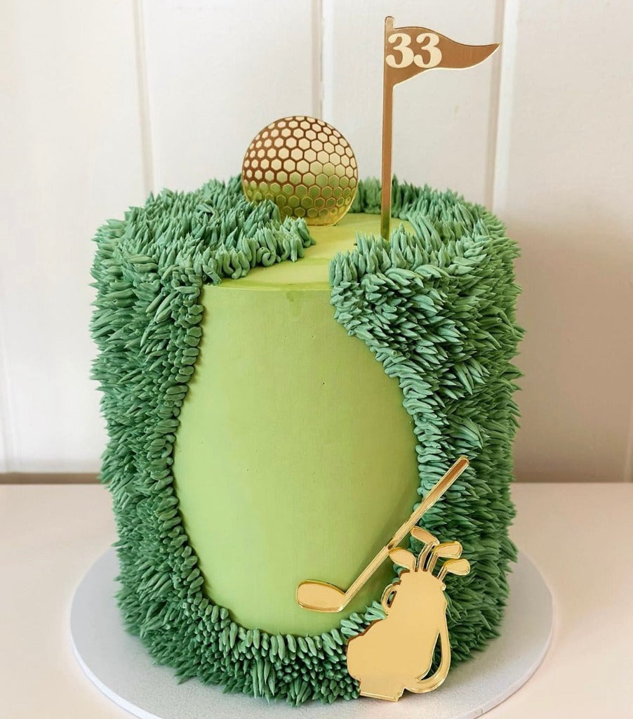 Acrylic Custom Birthday Cake Topper Set - Golf
