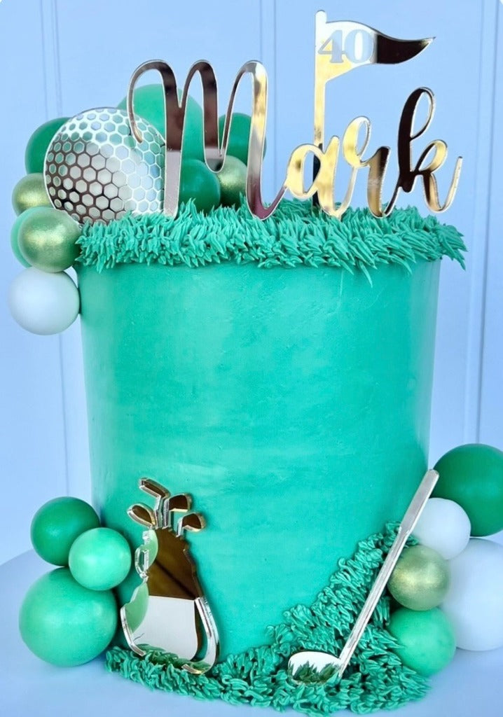Acrylic Custom Birthday Cake Topper Set - Golf