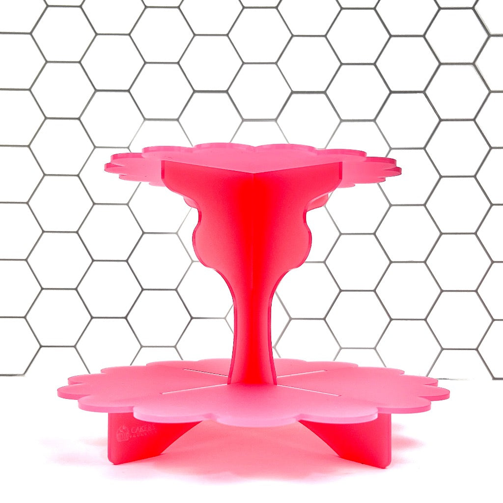 Acrylic Cupcake Stand 2 Tier Scalloped - Frosted Assorted Colours