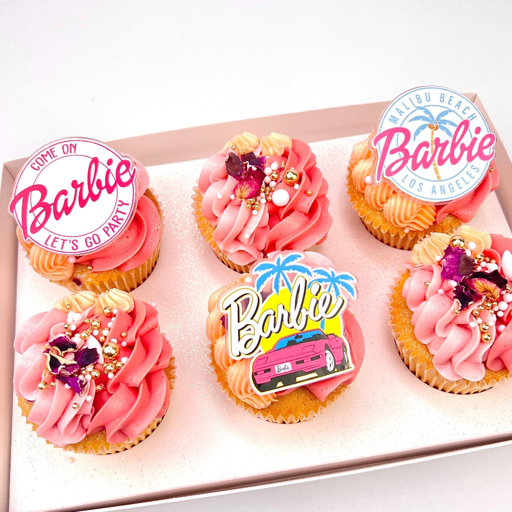 Acrylic Cupcake Topper Charms - Barbie 6pc