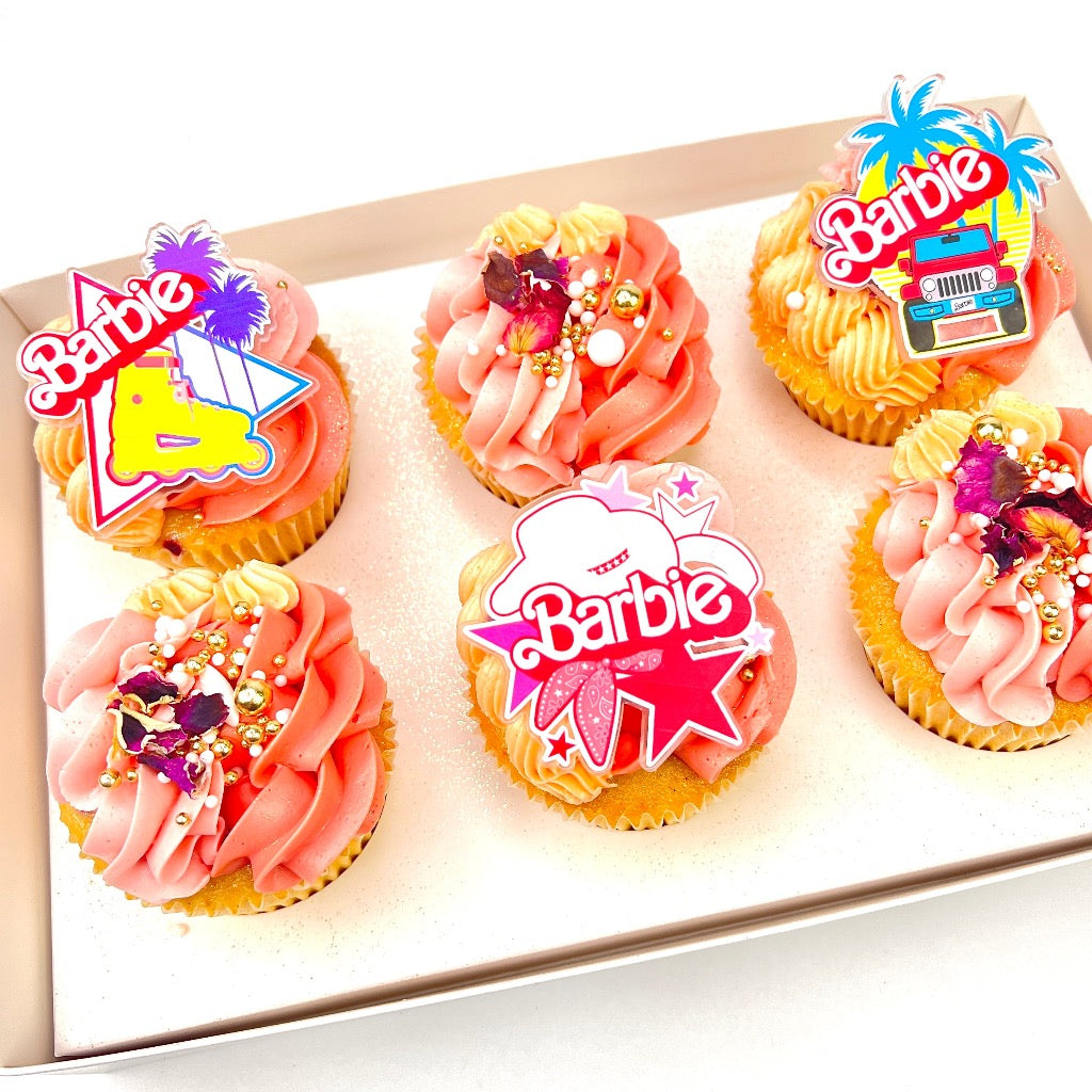 Acrylic Cupcake Topper Charms Barbie - 6pc