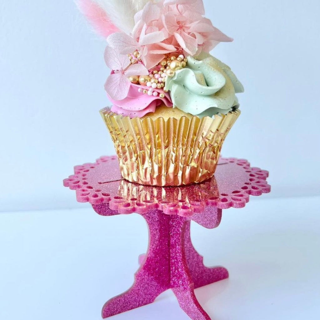 Acrylic Mini Cupcake Stand - Assorted Glitter Colours