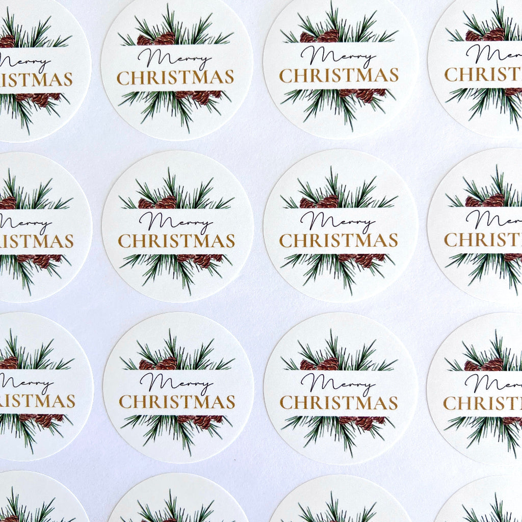 Merry Christmas Sticker Label 2" - 40pc