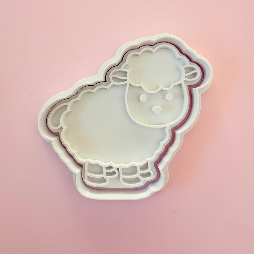 Plastic Cookie Cutter + Cookie Stamp - Lamb